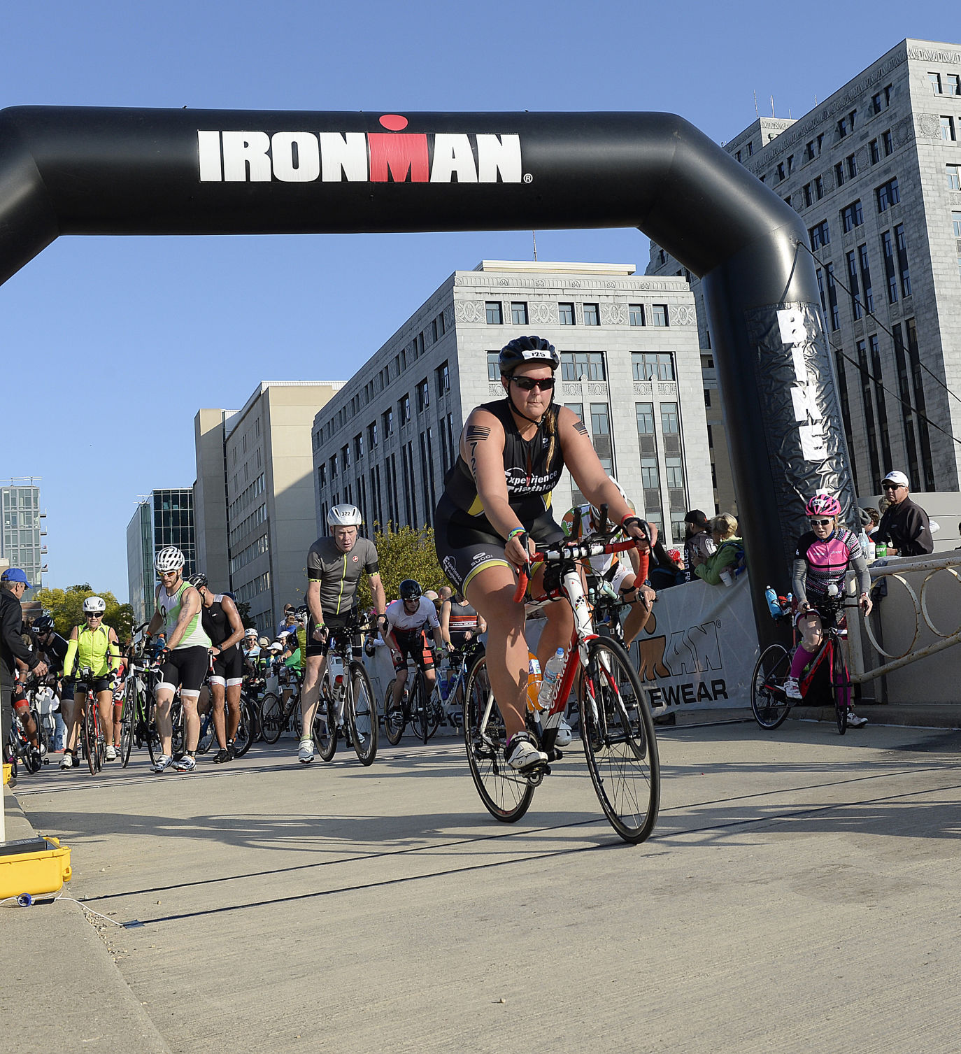 IRONMAN athletes begin the biking race